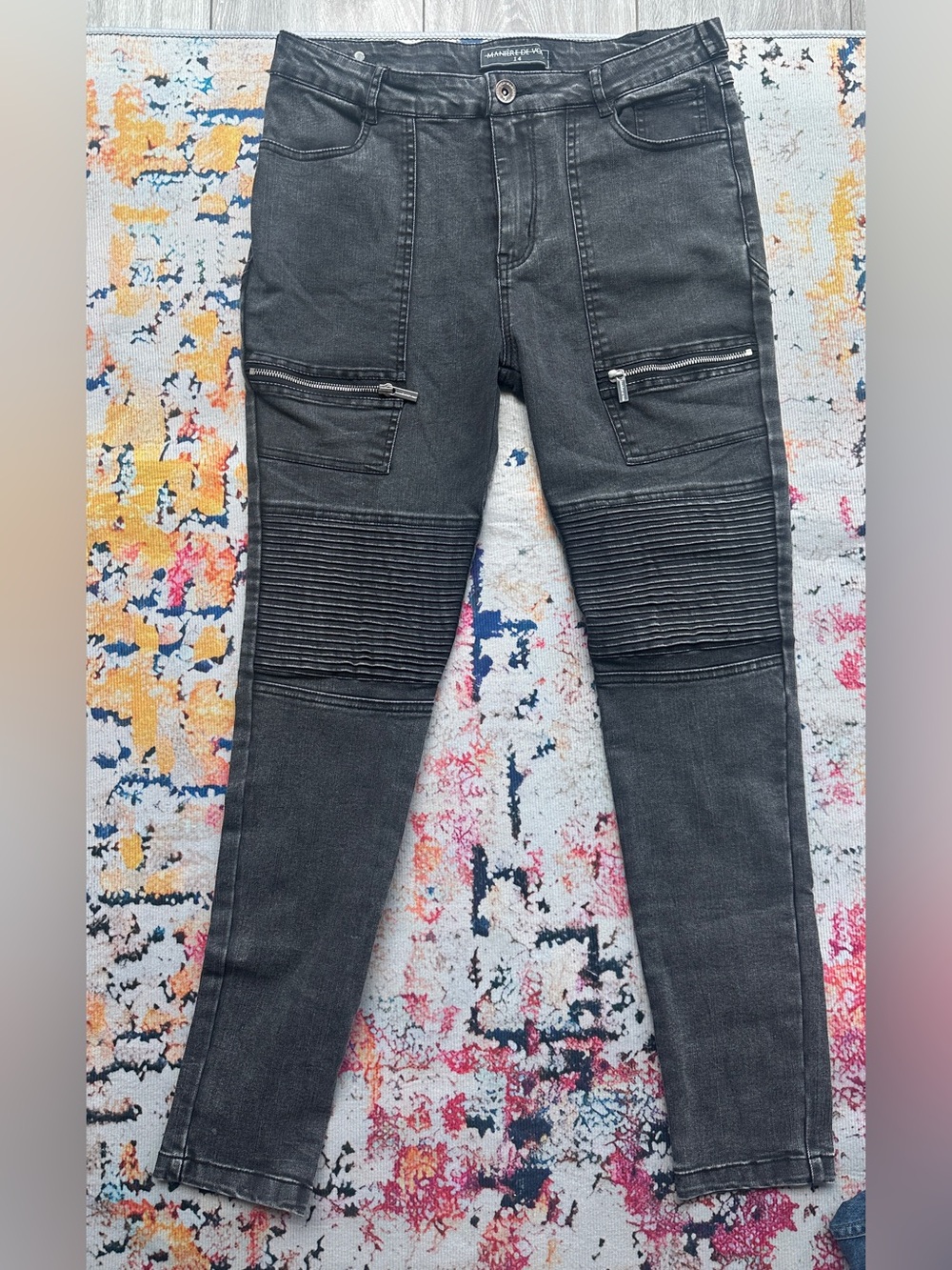 Maniere De Voir Black Moto Skinny Jeans